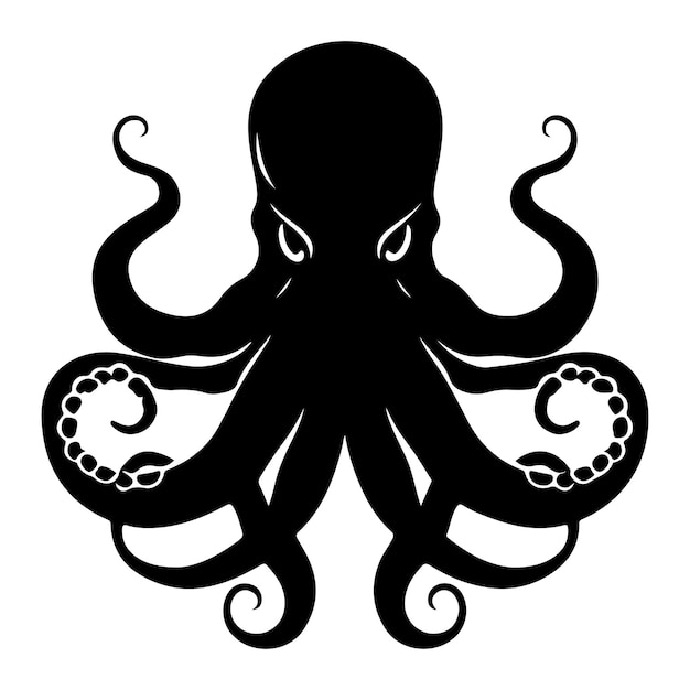 hand drawn octopus silhouette Vector