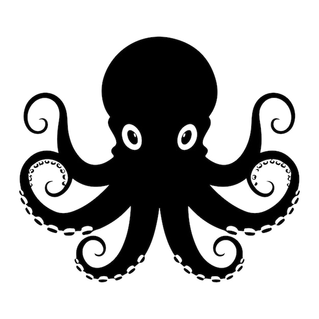 hand drawn octopus silhouette Vector