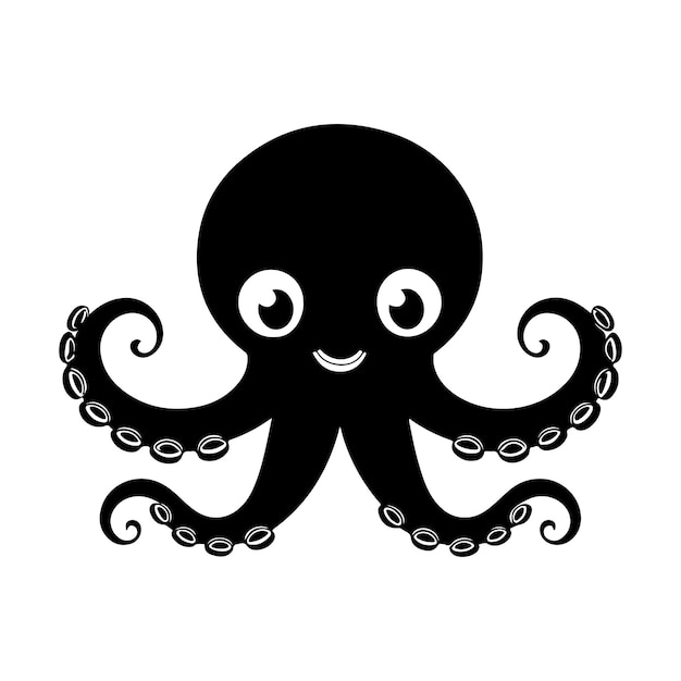 hand drawn octopus silhouette Vector