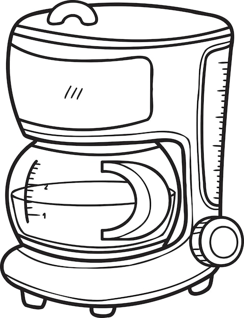 Hand Drawn office coffee machine illustration in doodle style