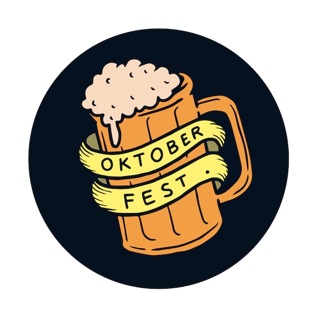 Hand drawn oktober fest orange beer glass illustration