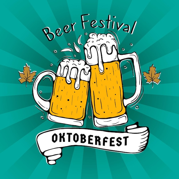 hand drawn oktoberfest illustration concept