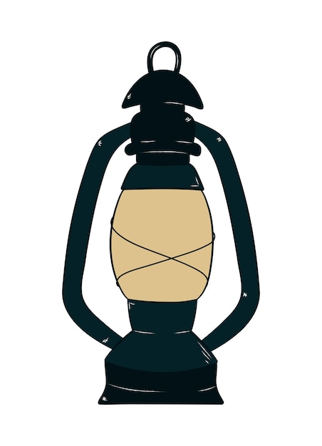 Hand drawn old lantern clip art. Vector vintage illustration kerosene lamp