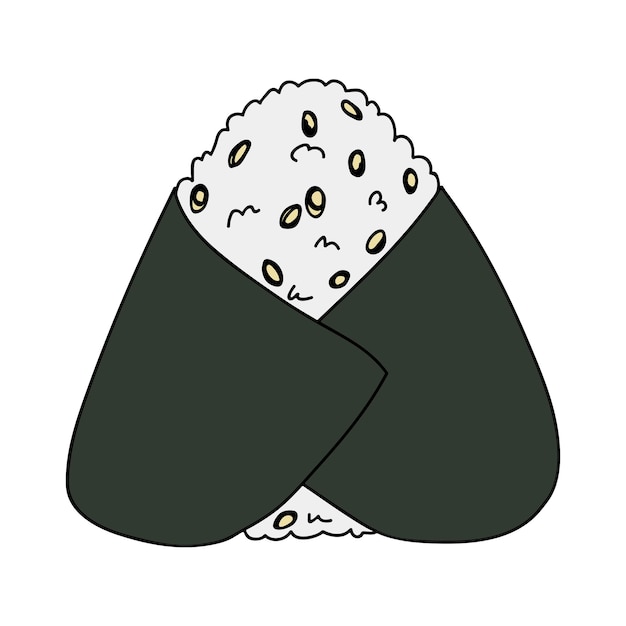 Vector hand drawn onigiri clipart japanese fast food made of rice rice ball in nori seaweed