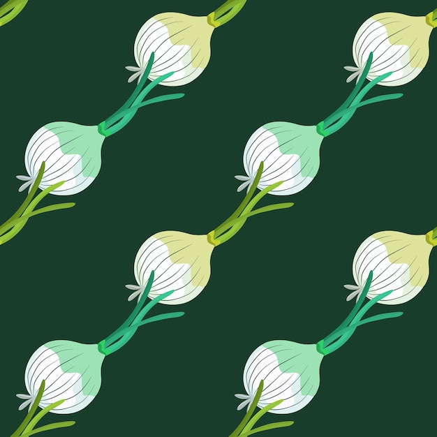 Hand drawn onion bulb seamless pattern Onion in doodle style endless wallpaper