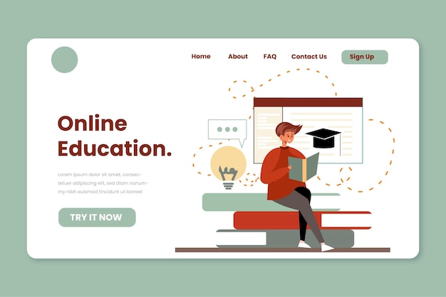 Hand drawn online learning web template