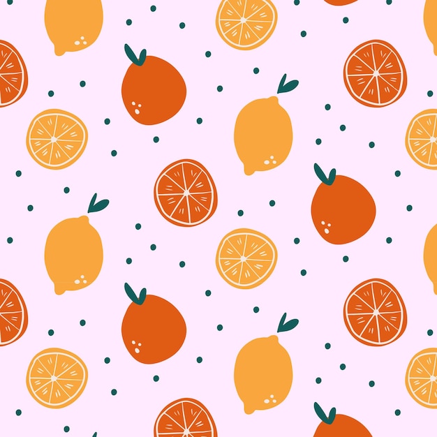 Hand drawn orange fruit pattern