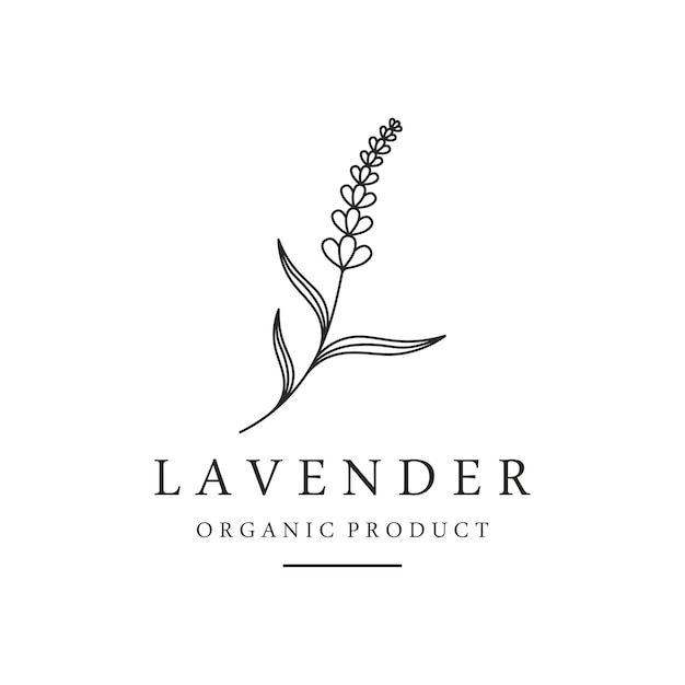 Vector hand drawn organic lavender flower logo template designlogo for cosmetic beautyteaoilherb