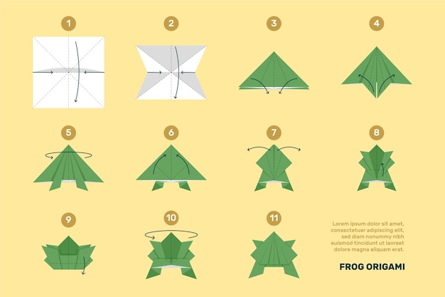 Vector hand drawn origami instructions illustration