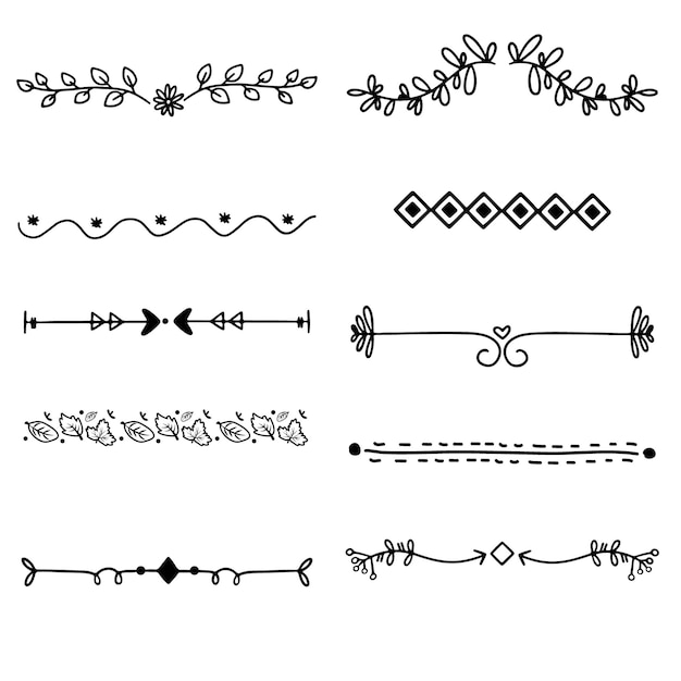 Vector hand drawn ornament divider set design