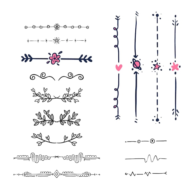 Hand drawn ornament divider set design