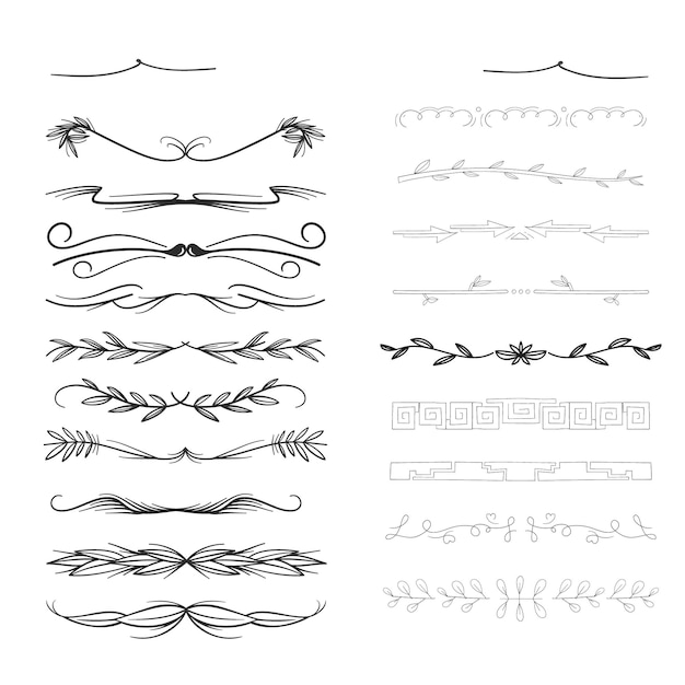 Vector hand drawn ornament divider set design