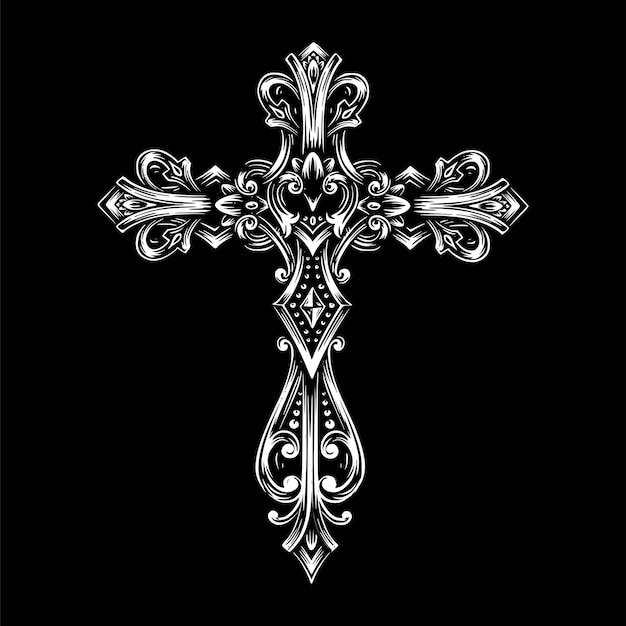 Vector hand drawn ornamental cross