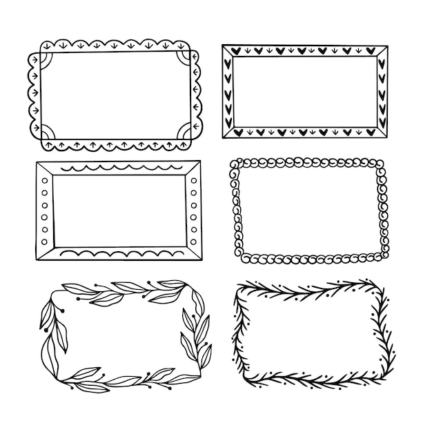 Hand drawn ornamental frame set