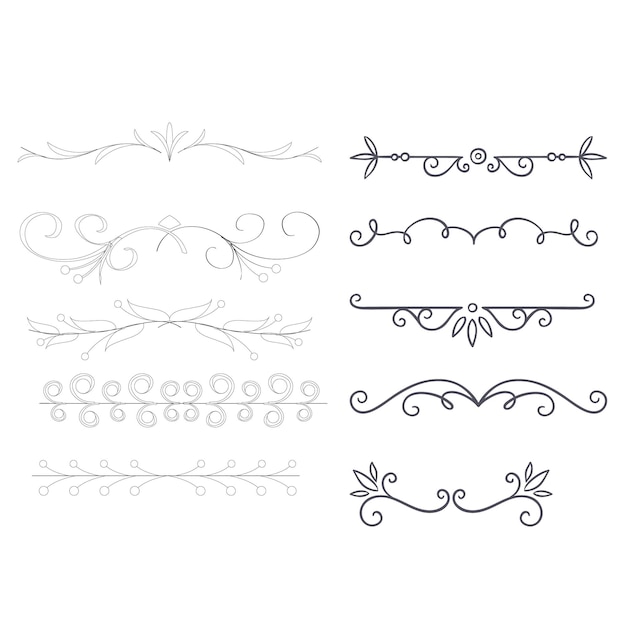 Hand drawn ornamental winter dividers Snowflakes borders Christmas holiday decor and floral ornate