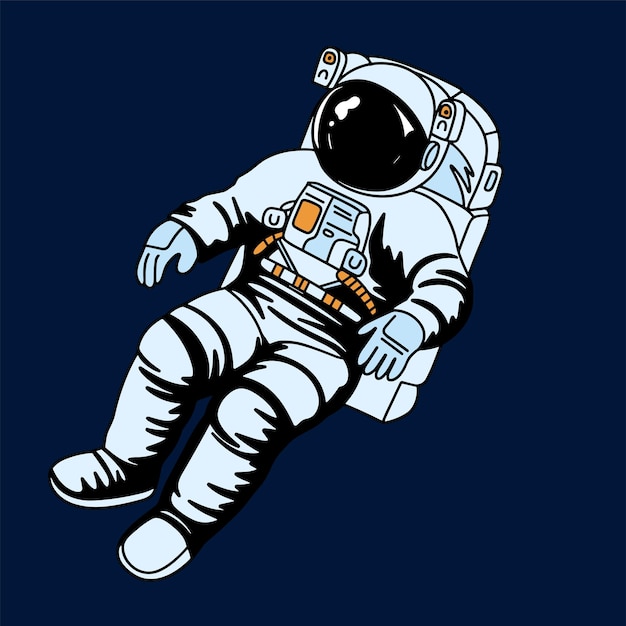 Hand drawn outline astronaut isolated on background Astronaut in doodle style Hand drawn vector