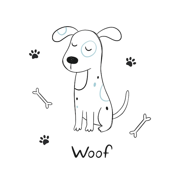 A hand-drawn outline of a dog. Vector cute illustration for postcards, nursery design, poster