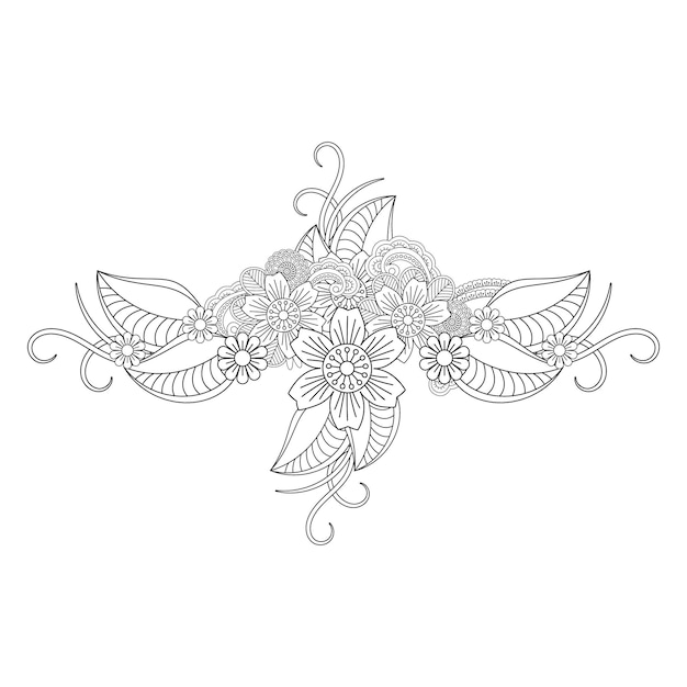 Hand drawn outline flower coloring page