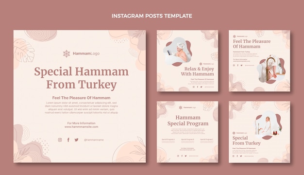 Hand drawn outline hammam instagram posts