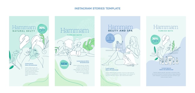 Hand drawn outline hammam instagram stories