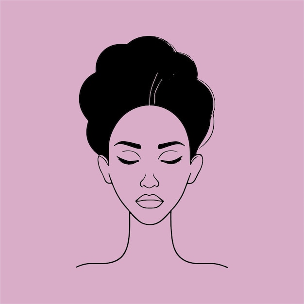 Hand drawn outline illustration of a woman face