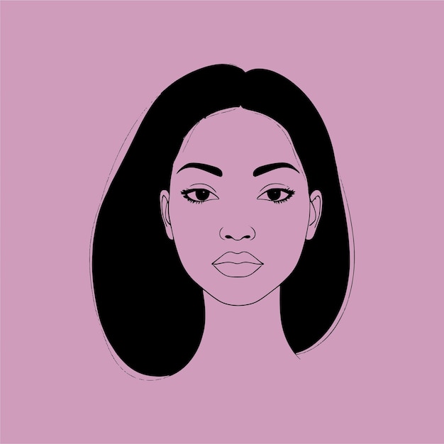 Hand drawn outline illustration of a woman face