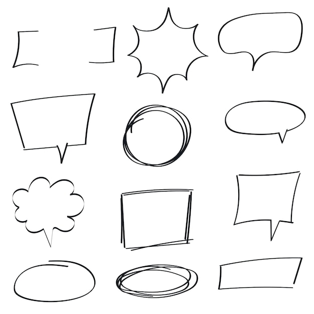 Hand drawn outline speech bubbles text frame highlights