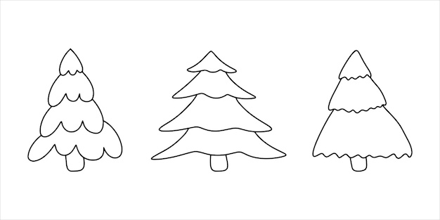 Hand drawn outlines Christmas tree New Year concept in modern minimalist style for holiday cards