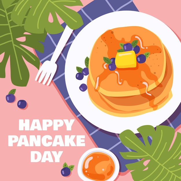 Hand drawn pancake day illustration