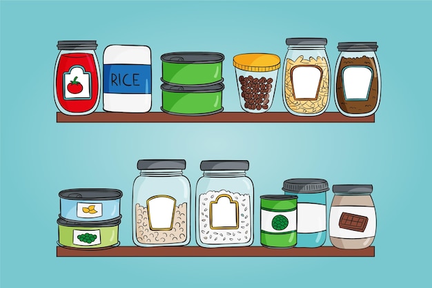 Hand drawn pantry illustrations