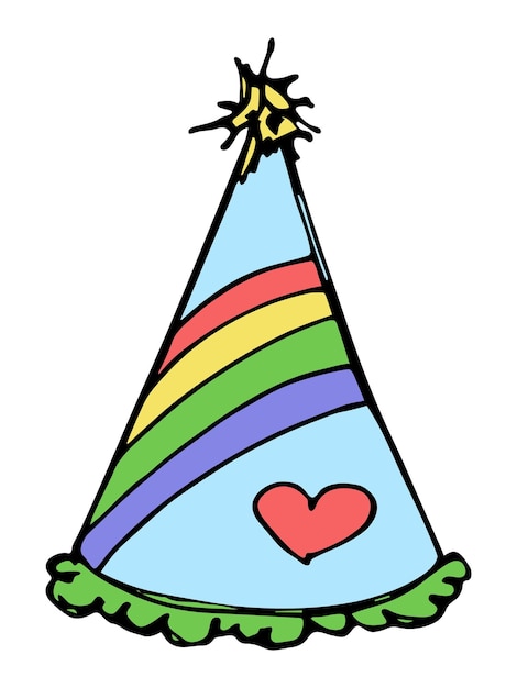 Hand drawn party hat illustration Birthday cap doodle Holiday clipart