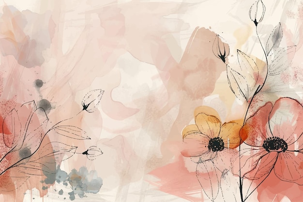 Vector hand drawn pastel color floral background