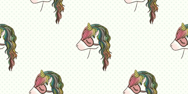 Hand drawn pastel colors unicorn seamless pattern.