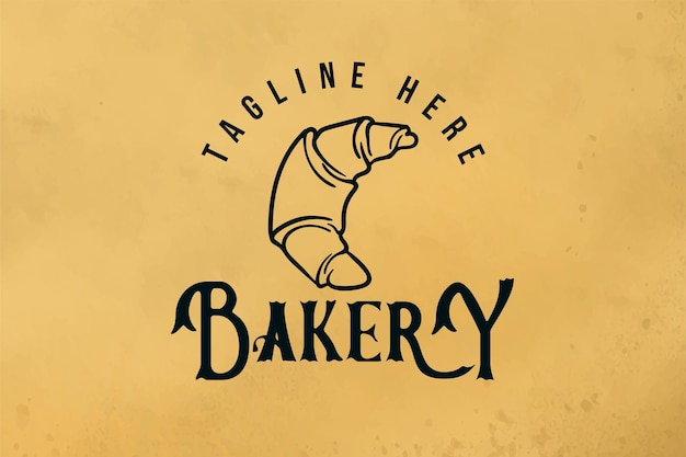 Hand drawn pastries, bread or cake, vintage bakery logo