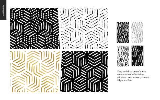 Hand drawn Patterns - a group set of abstract seamless patterns