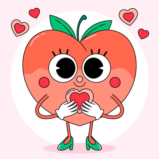 Hand drawn peach  cartoon illustration