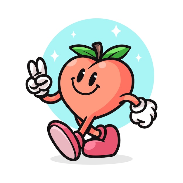 Hand drawn peach cartoon illustration