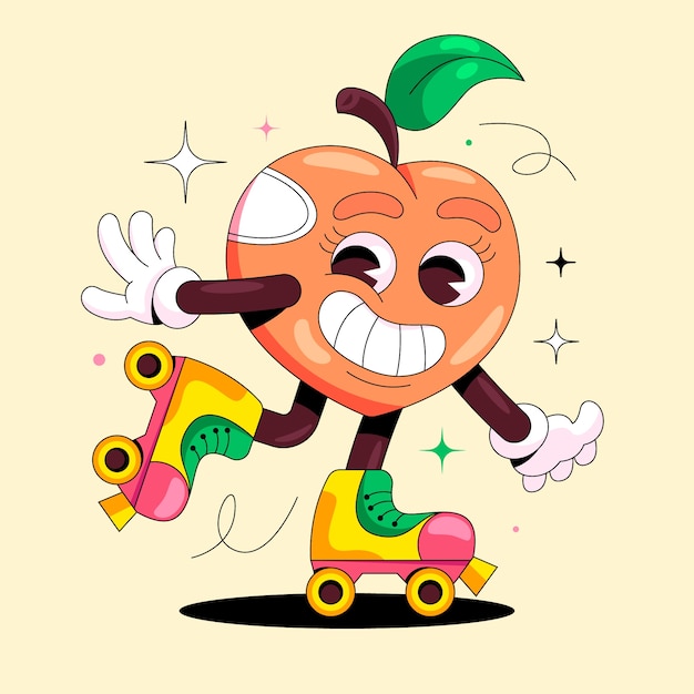 Hand drawn peach cartoon illustration