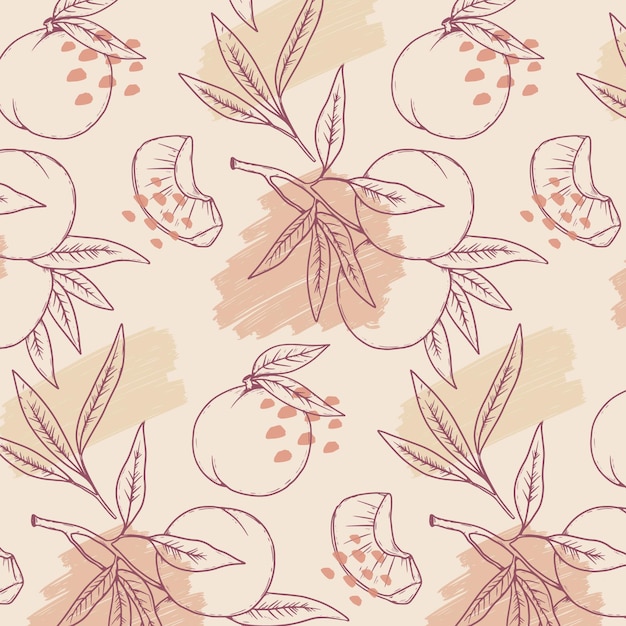 Hand drawn peach pattern design