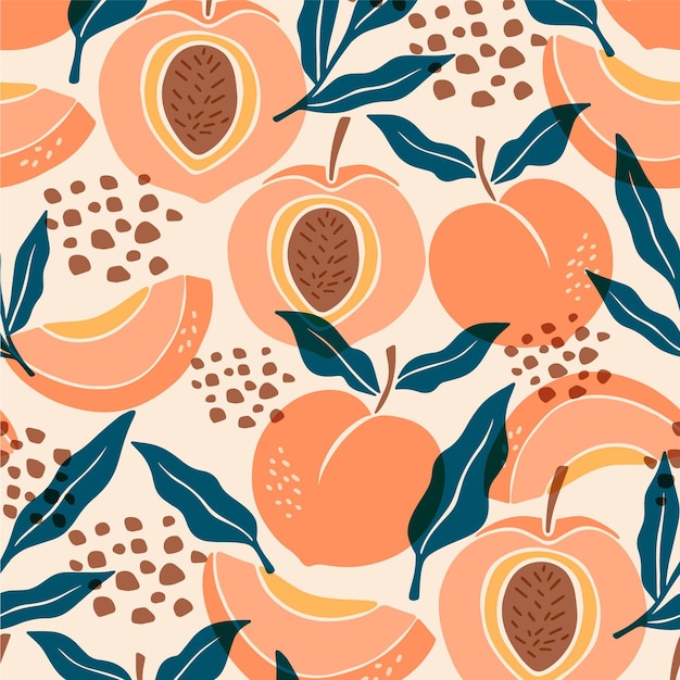 Hand drawn peach pattern design