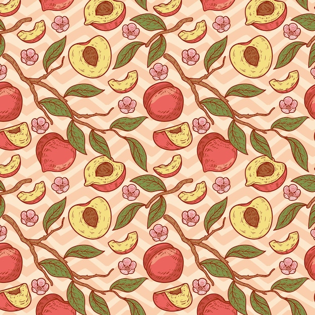 Hand drawn peach pattern design