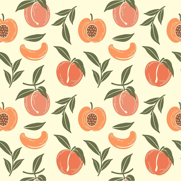 Vector hand drawn peach pattern design