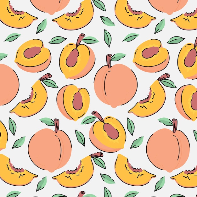 Hand drawn peach pattern design