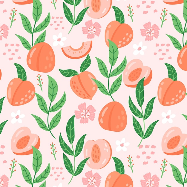 Vector hand drawn peach pattern