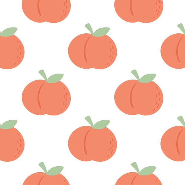 Hand drawn peaches seamless pattern vector illustration summer fruit background print red peaches wi