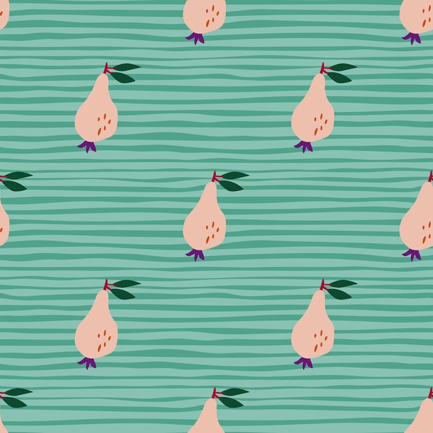 Hand drawn pears seamless pattern Fruits botanical backdrop