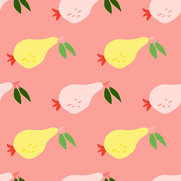 Hand drawn pears seamless pattern Fruits botanical backdrop