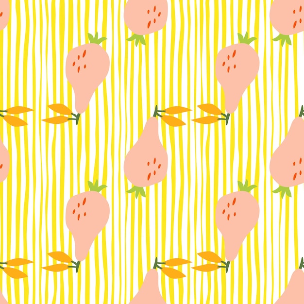 Hand drawn pears seamless pattern Fruits botanical backdrop