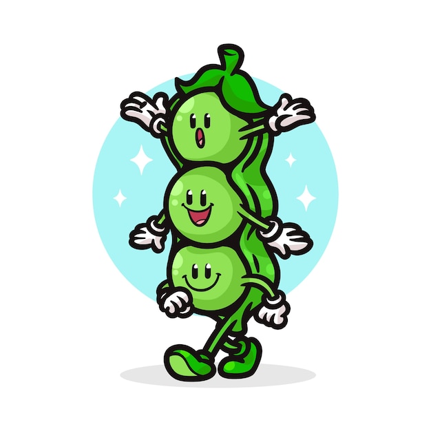 Hand drawn peas cartoon illustration