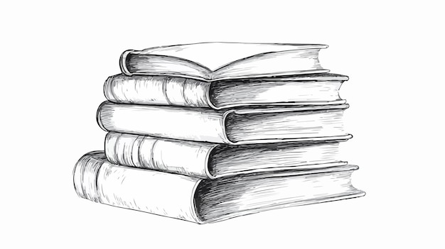 Vector hand drawn pencil stack of books